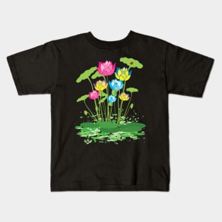 Colorful waterlily flowers Kids T-Shirt